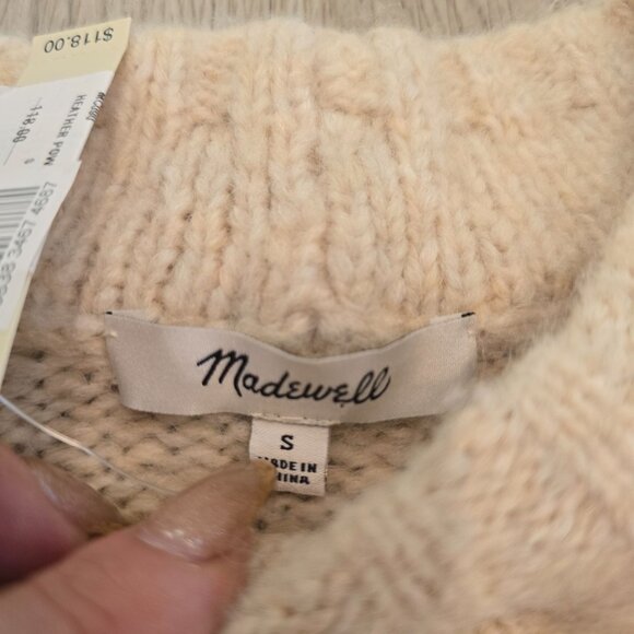 Madewell Womens Small Cozy Bobble Knit Sweater Beige - Picture 3 of 7